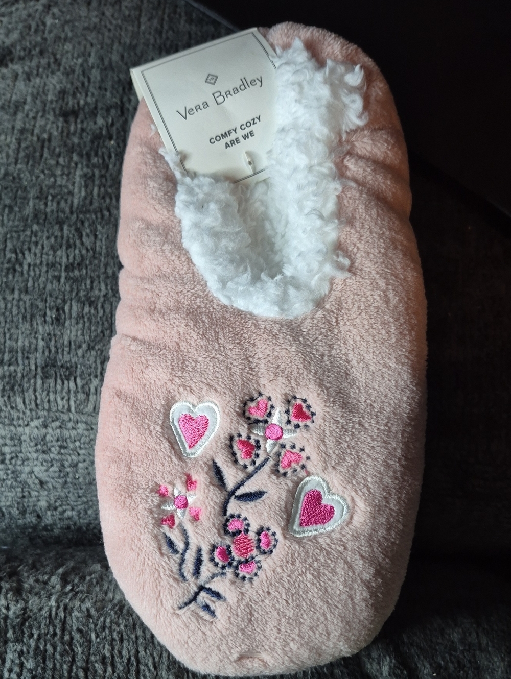 Vera Bradley Sweetheart and Flowers LARGE Slippers - New